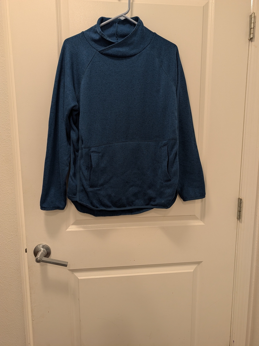 Women's Blue Funnel Neck Pullover Sweater